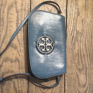 Tory Burch Metallic Blue Crossbody Bag